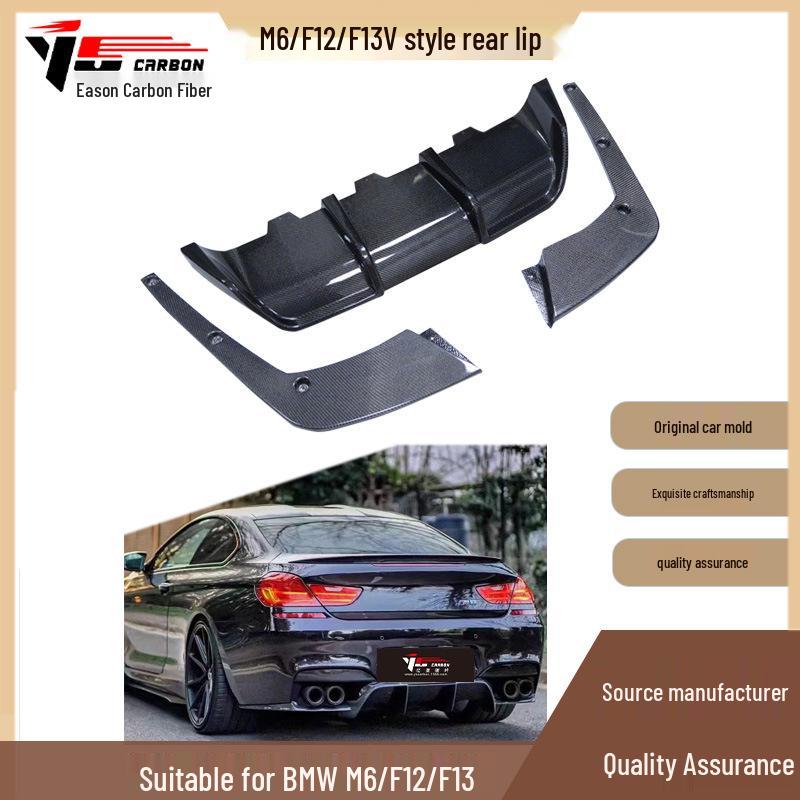 Fits 2012-2016 BMW M6 F12 F13 V Style Carbon Fiber Rear Diffuser Lip.