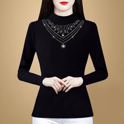 Half Turtleneck Base Shirt for Women's Spring New Style Slim-fit Mesh Top Long-sleeved T-shirt Fashionable and Versatile Small Shirt