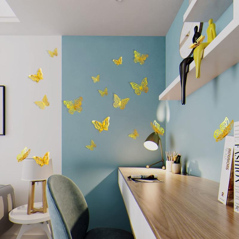 Elegant 3D Butterfly Wall Decor, Set of 48 In 4 Designs and Sizes; Ideal for Butterfly Birthday Parties and Room Embellishment