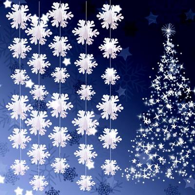 3 Meters 3 Sizes Christmas Snowflake Decorations Snowflake Ornaments Garland for Home Christmas Holiday Party