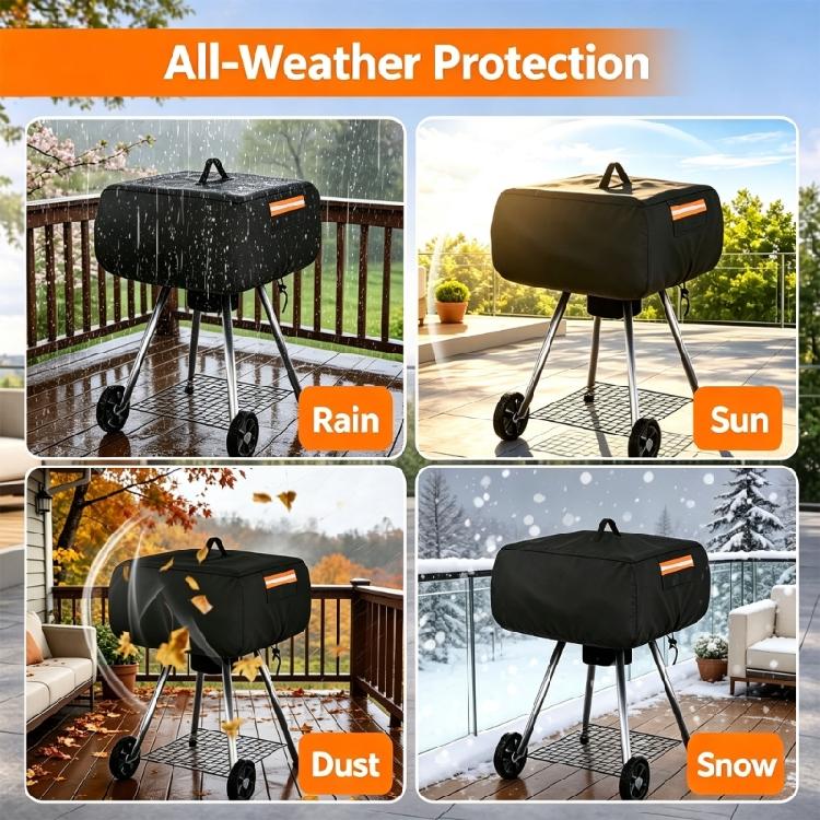 Drawcord Barbecue Cover for Cookers with 420D Fabric, Packable Construction, and Carry Handle to Reduce Dust and Everyday Debris During Storage