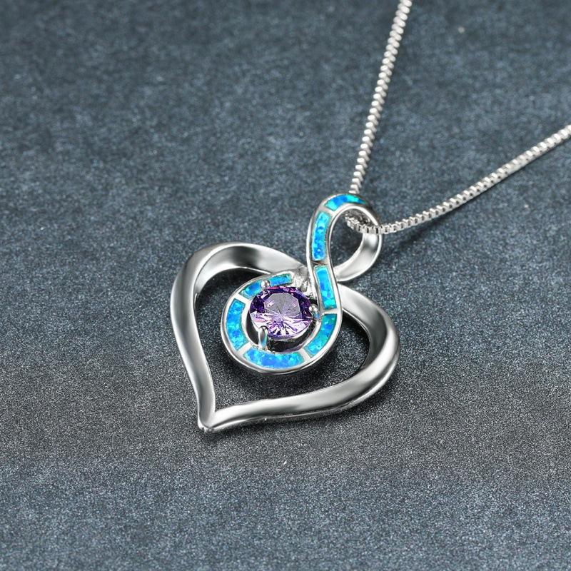 

Opal round diamond love necklace European and American style fashion simple figure-eight neck chain collarbone chain