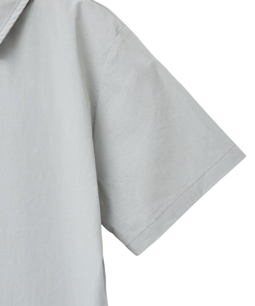 Lougeu Slim Crop Half Shirt_Blue Gray