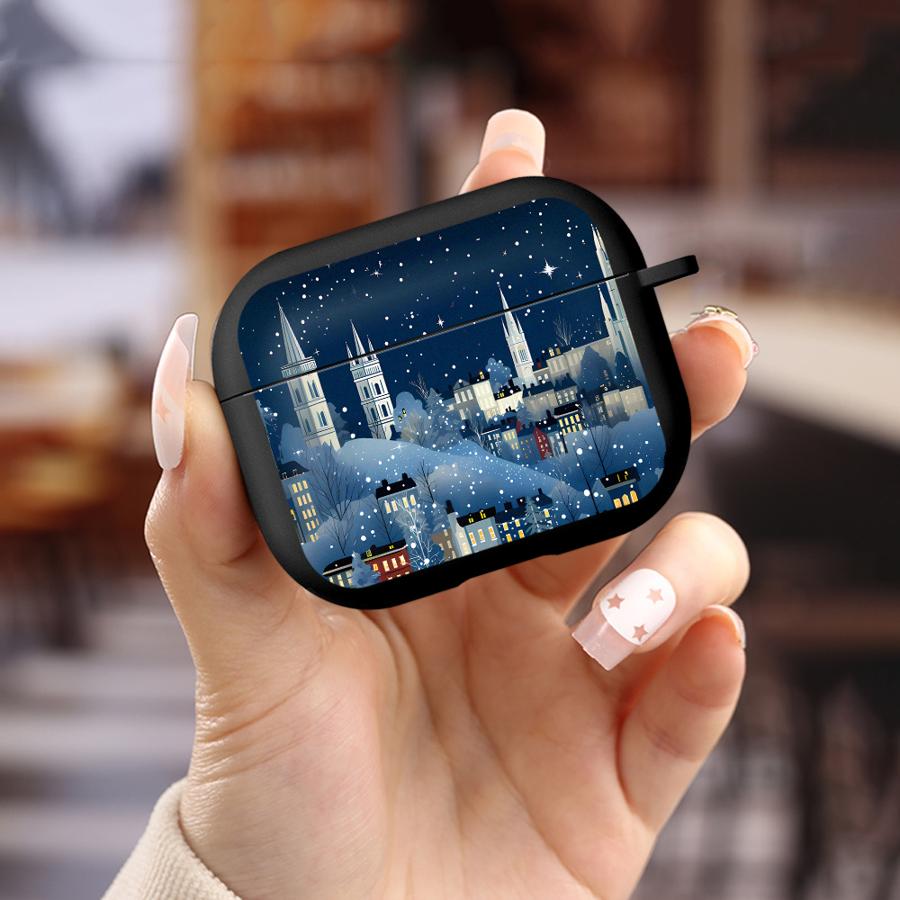 Winter Town Ohrhörerhüllen Hülle für Airpods Pro3 4 Pro 3 2 1 Pro2