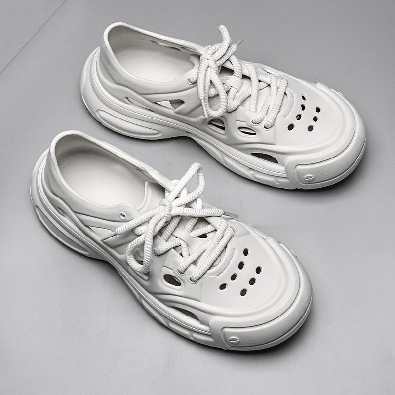 

Сандалии персонализированная пляжная обувь толстая подошва увеличивающая рост приморские дырчатые туфли мужские летние повседневные для улицы комбинезон сандалии 39 белый