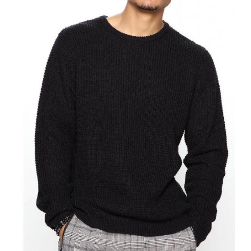 Men S Loose Fit Solid Color Long Sleeve Knit Pullover Sweater