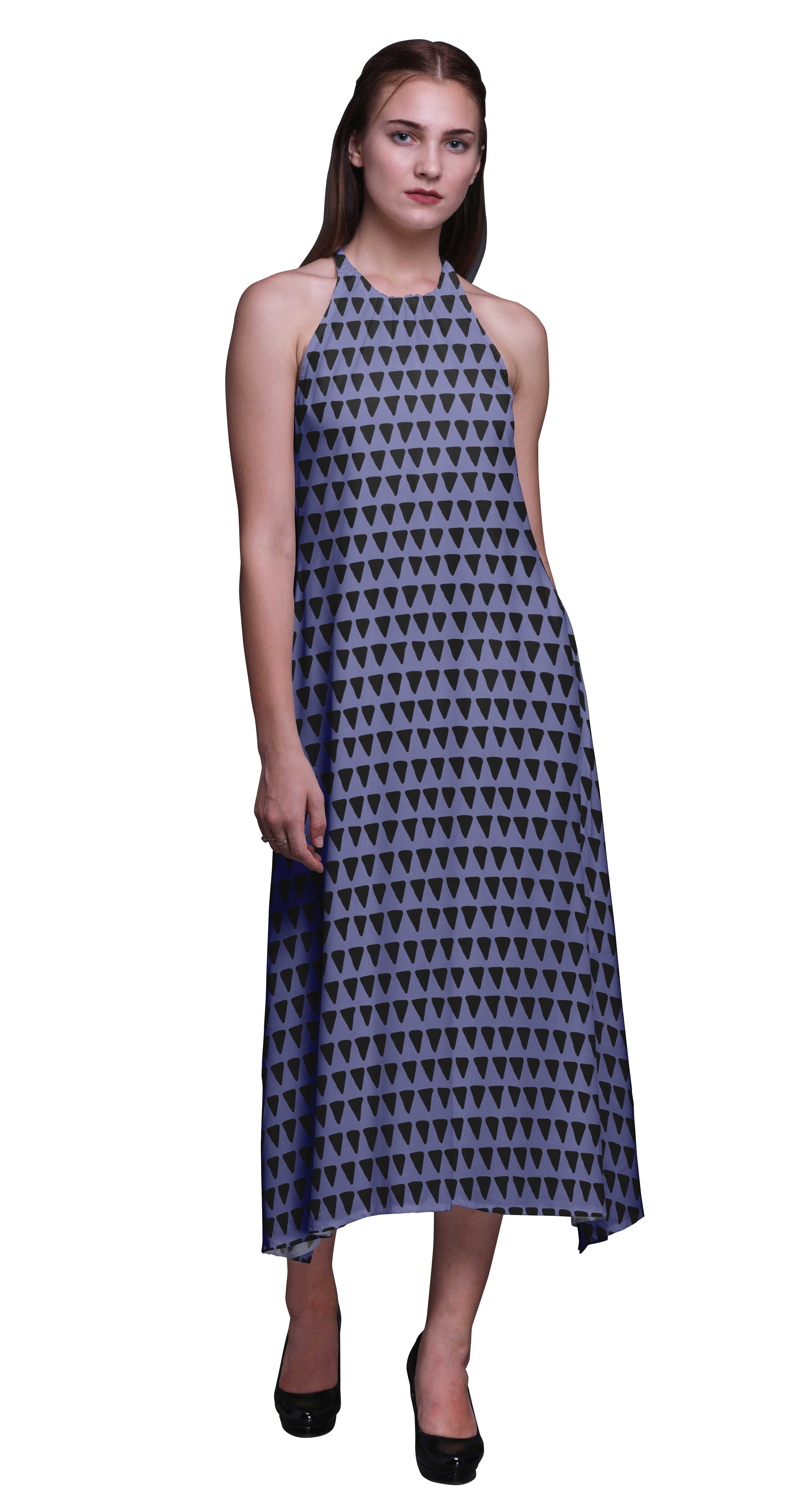 

Bimba Geometric Printed Women Backless Halter Neck Summer Holiday XX-Large Фіолетовий