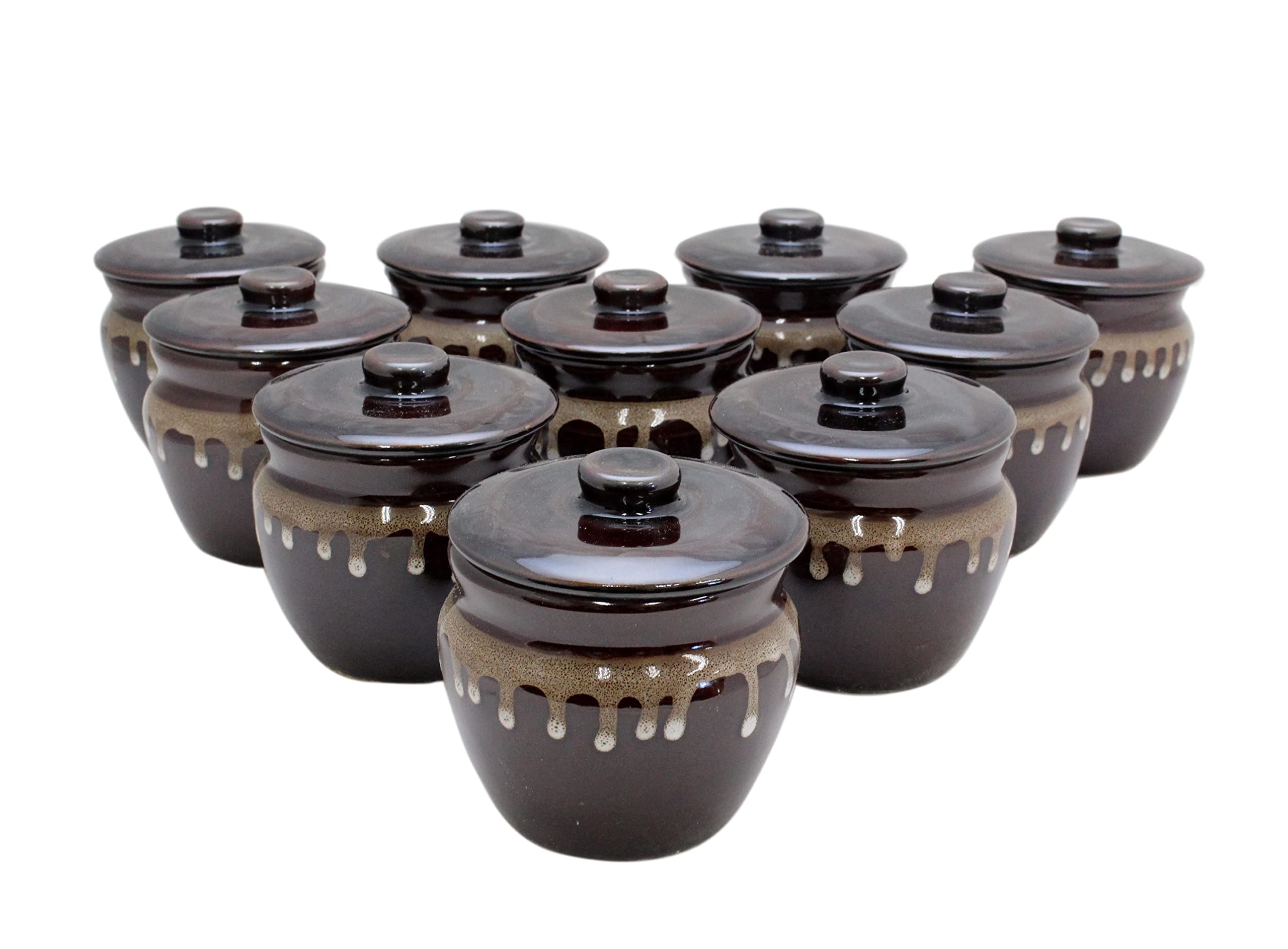 

New use Mino ware Japanese style cafe series Umeboshi pot with set of 10 [Commercial set] (large) lid,
