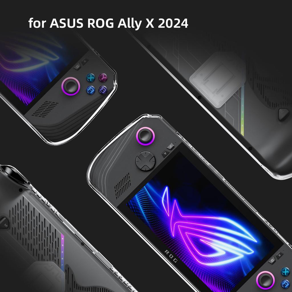 TPU Clear Hard Case med stativ for ASUS Rog Ally X 2024, Rog Alloy X Tilbehør Beskyttelsesdeksel Soft Skin Kickstand Grip Case
