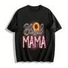 Blessed Mama Sunflower Heart Graphic Casual T-Shirt Pure Cotton T-shirt