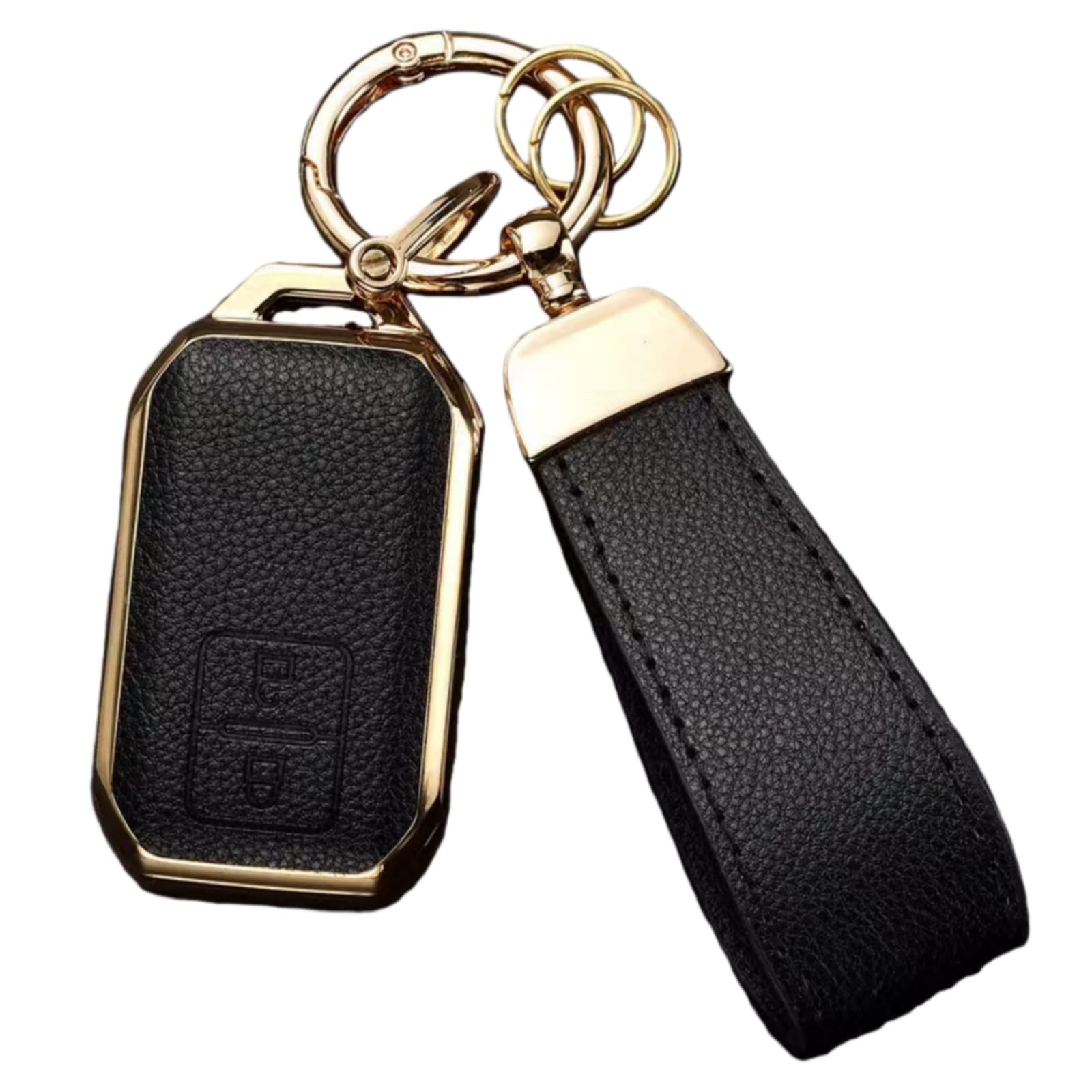WiiLemz Key Case Compatible with Suzuki New Synthetic Leather TPU Key Ring Key 2 Buttons Spacia/Solio/Hustler/Jimny, + Cover, чёрный