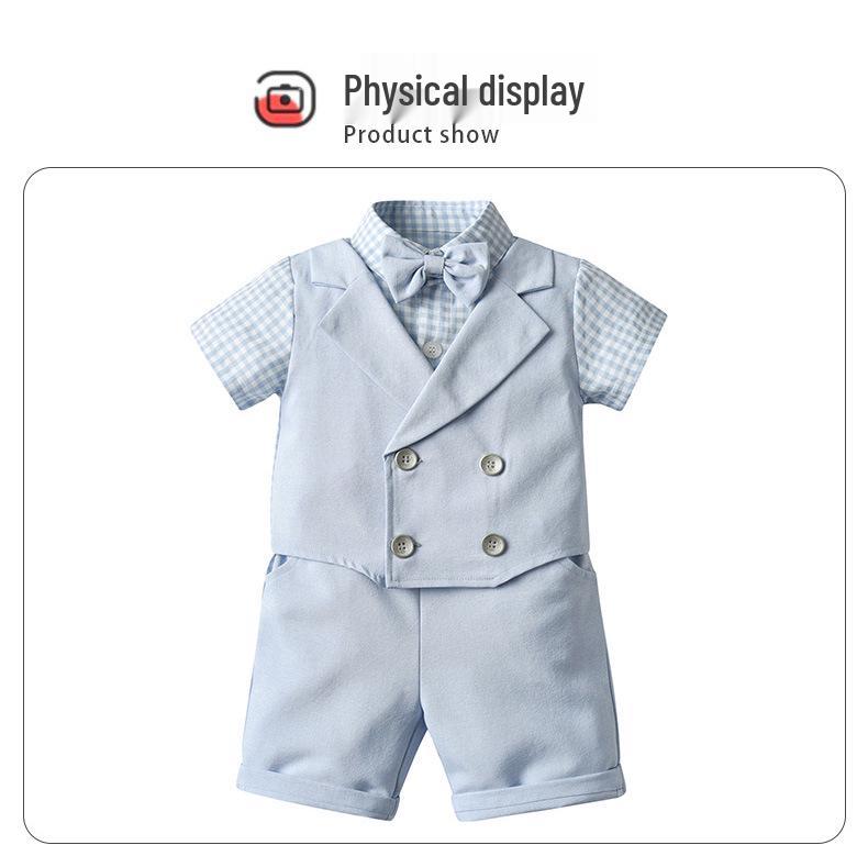 Completo estivo due pezzi per bambini piccoli stile britannico: Manica corta