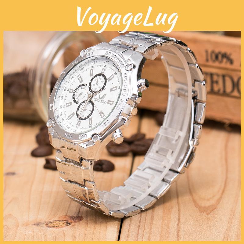 Stylish Men Steel Band Watch Business Alloy Timepiece Casual Accessory Wear