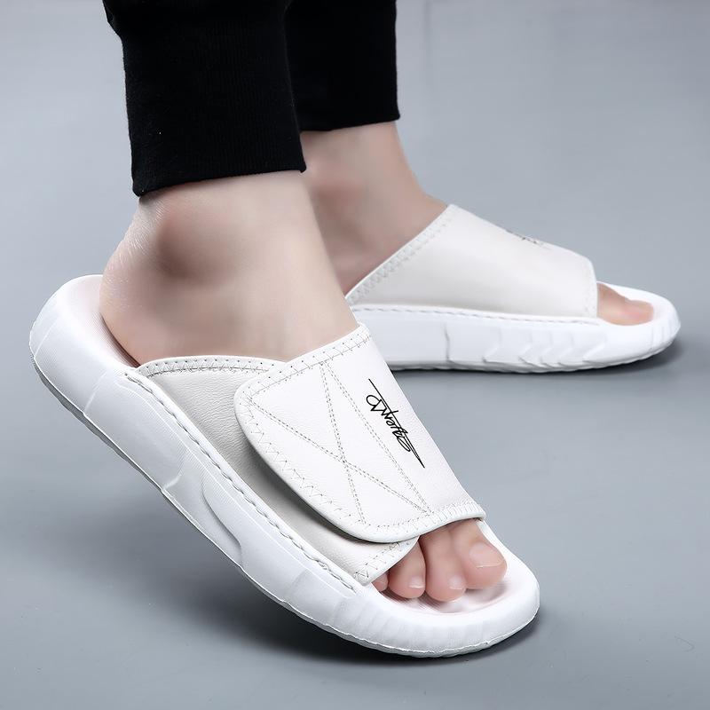 Fashion 2025 New Designer Outdoor Flip-flops for Men British Summer Casual Beach Shoes Male Black High Quality Cow Leather Slippers Man