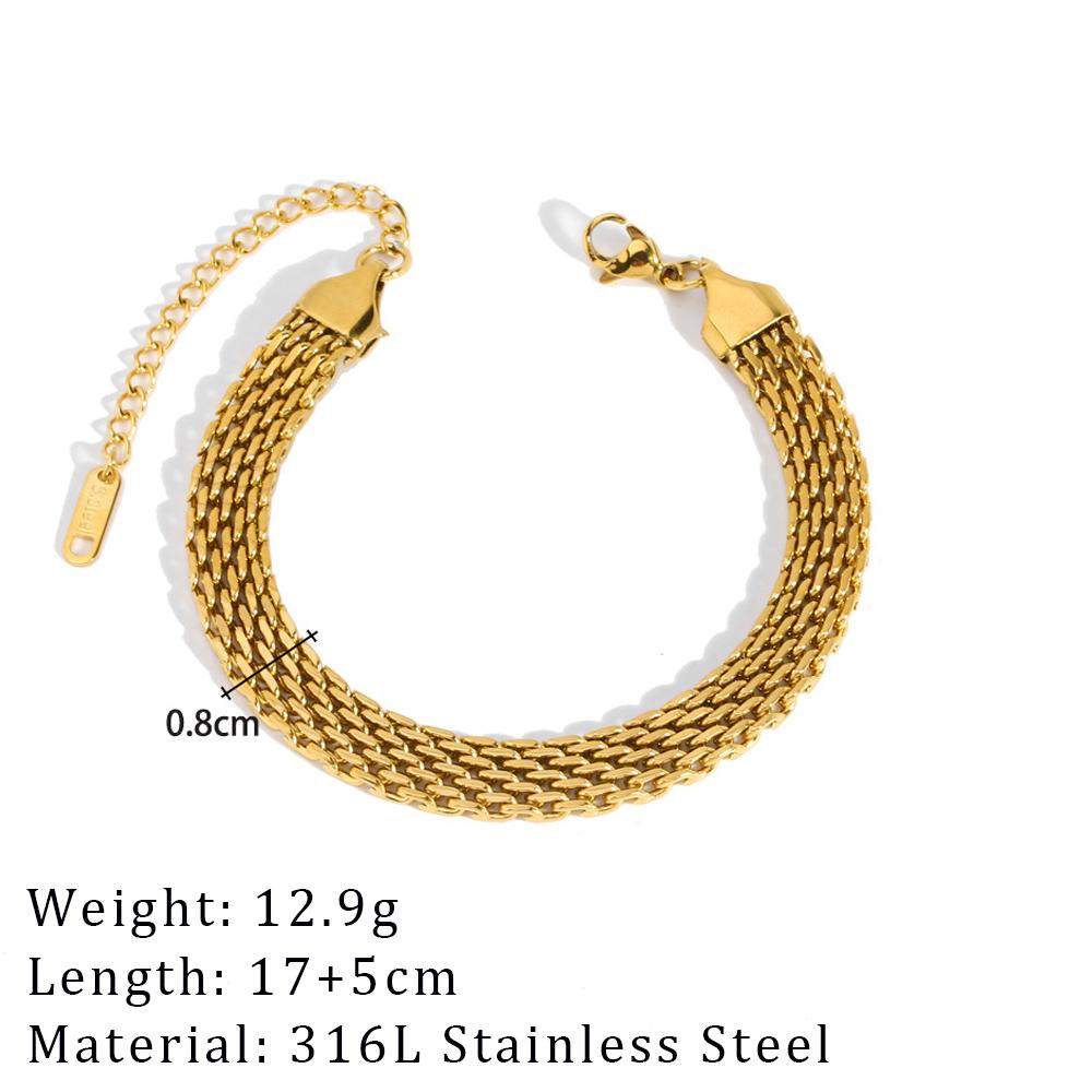 2024 Neues breites klobiges verdrehtes Armband für Damen Goldfarbe Edelstahl Gliederkette Kubische Kette Armreif Geschenk