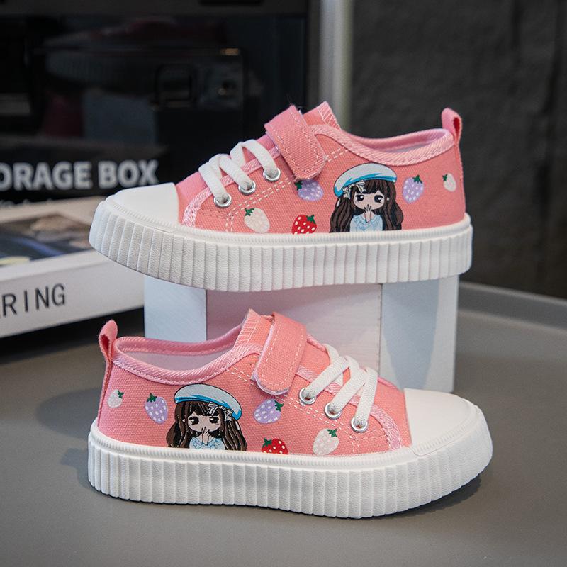 

Холщовые туфли для девочек 2025 весна и осень новые туфли из ткани на мягкой подошве для маленьких девочек, повседневная обувь для детей среднего и старшего возраста, маленькие белые туфли 37 розовый