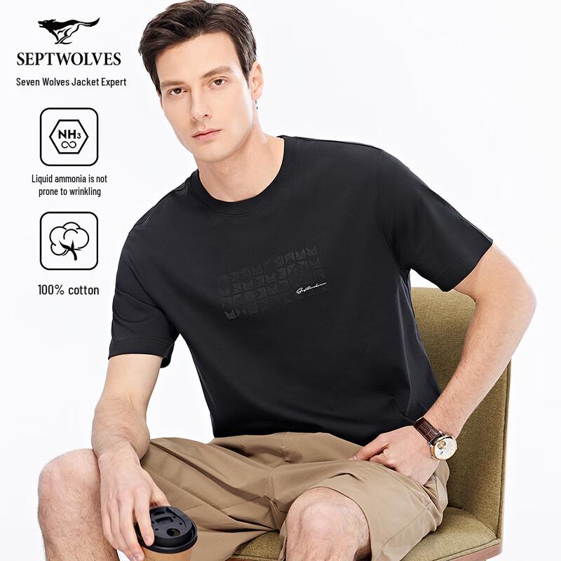 Septwolves Men s 100% Cotton Anti-Wrinkle Short Sleeve T-Shirt 175/92A