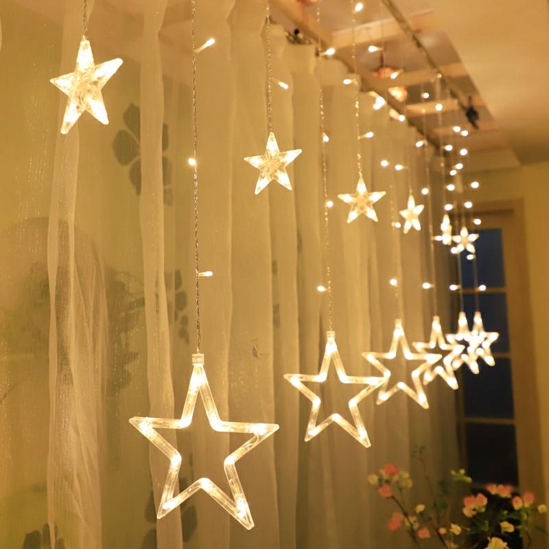 

Лунная звезда 220 В ЕС Штекер Светодиодный занавес Свет Рождественские гирлянды Гирлянды на открытом воздухе Мерцающие гирлянды Праздничный фестиваль Украшение дома