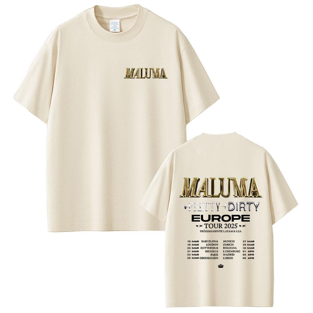 Rapper Maluma Pretty Dirty Europet Tour 2025 T-shirt Men Women Fashion Vintage Oversized T Shirts Male Hip Hop Rap Streetwear