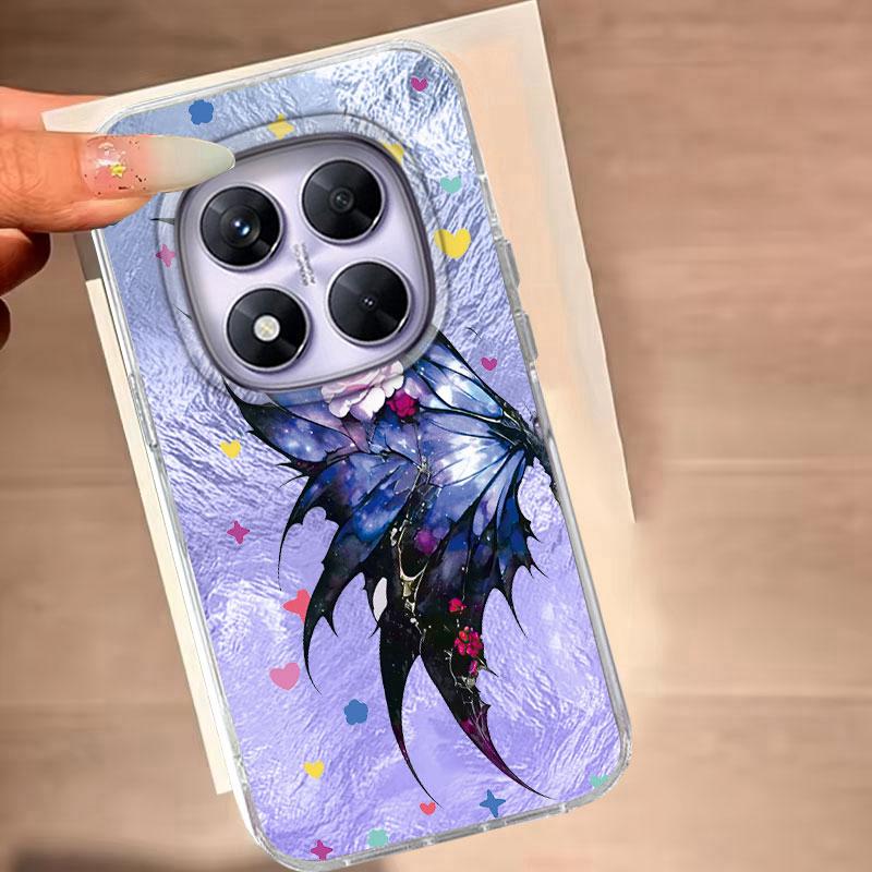 Hülle für Redmi Note 14 Pro Plus 13 Pro 14S 14C 13C A3 Xiaomi 14T 13T Pro Handyhülle Lila Blau Schmetterling für Redmi A5 Weiche Tasche