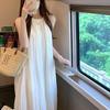 Pure Color Sleeveless Off-Shoulder Halter Maxi Dress - Summer Fairy Casual Bell-Shaped Style
