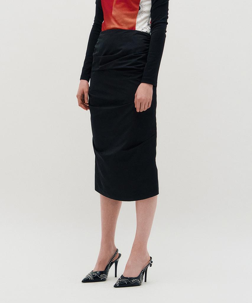 Kimjisu Draped Long Skirt _ Black