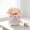 Künstliche Blume in Keramikvase mit Seidenband Weiches Realistisches Kunstblumen-Arrangement Heim Schreibtisch Tischplatte Dekoration