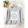 Unisex Kids Crewneck Sweatshirt, White Drip Smile Letter Funny Face Print Pullover, Boys Girls Streetwear Sweatshirt For Kids Over 4 Years Old