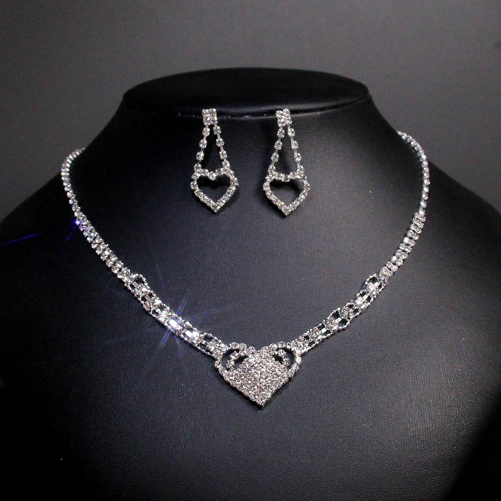 Korea Metal Claw Chain Rhinestone Wedding Necklace Bridal Necklace Earrings Jewelry Banquet Necklace Jewelry Set