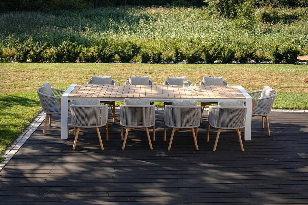 Rozkładany stół ogrodowy muro 200-320x100 zumm biały aluminium - teak homms