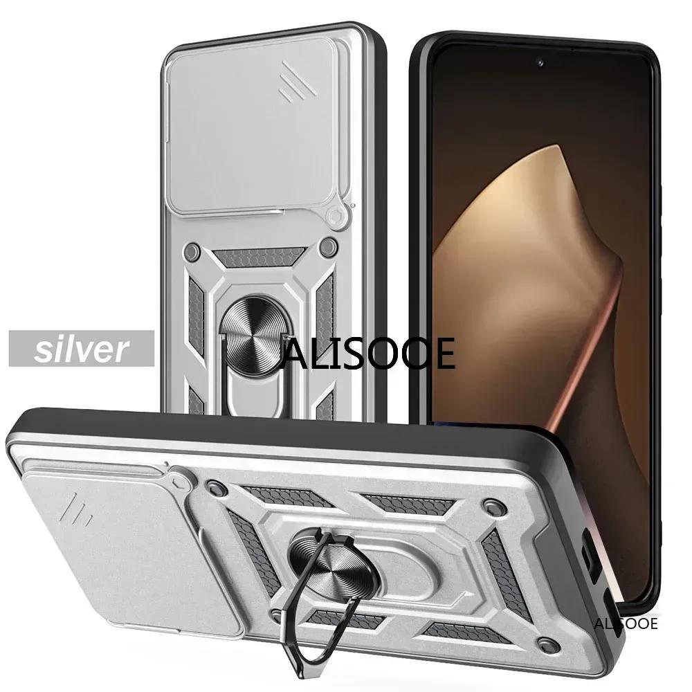 

Чехол для Realme GT 8 Pro со шторкой для камеры, кольцом, подставкой-держателем, полная защита, ударопрочный. Capa Funda for Realme GT 8 Pro серебряный