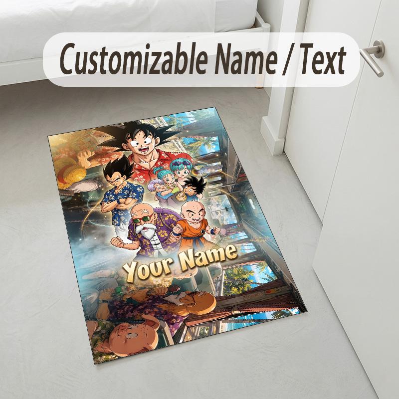 Personalized Crystal Velvet Carpet,Dragon Ball Custom Printed Name, Plush Area Rug For Home Indoor Decor
