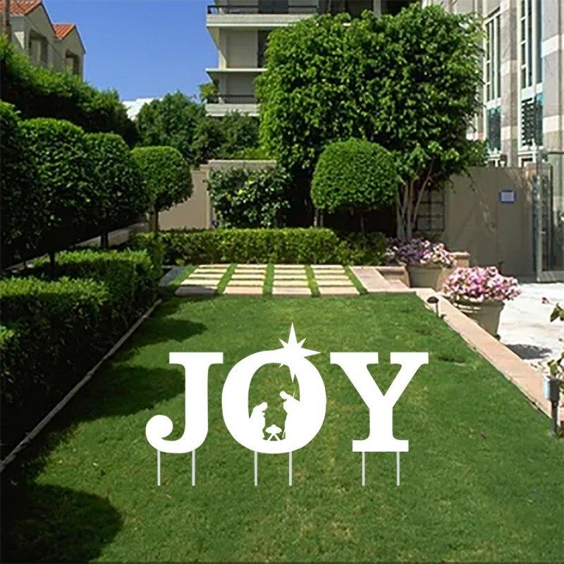 3pcs Joy Yard Sign Letters Winter Decorations with Metal Stakes Yard Decor