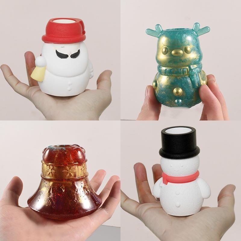 Weihnachtsmann Elch Kerzenständer Silikonform DIY Handgemachter Kerzenhalter Topfpflanze Aromatherapieform Weihnachtsdeko für Heimschmuck