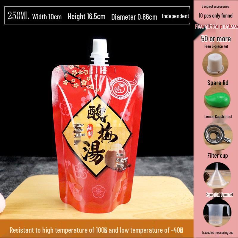 Soy Milk Stand-Up Spout Bag - Reusable, Transparent, Liquid-Safe, Large Diameter Packaging for Soups & Beverages
