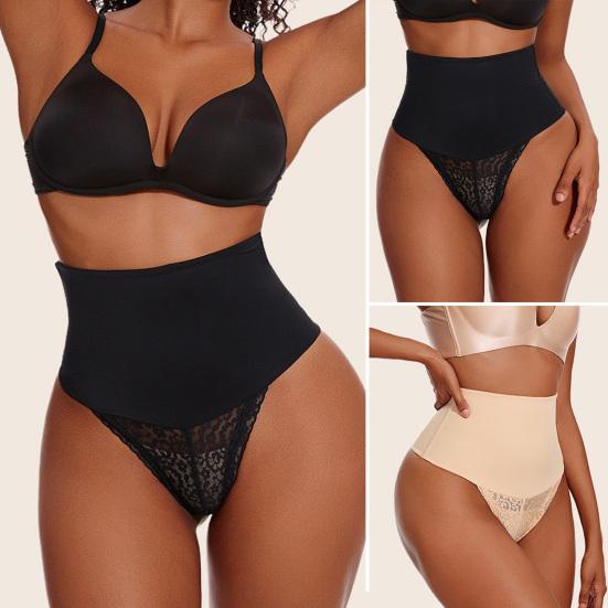 Tummy Control Thong Shapewear for Women High Waisted Stretch Body Shaper Underwear Sexy T Back Lace Thong Girdle Panties