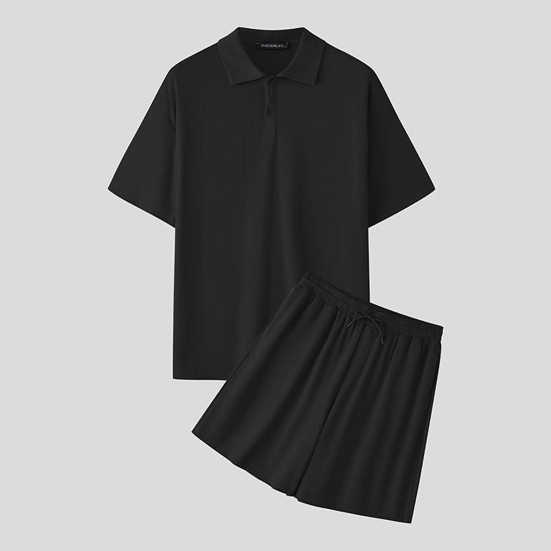 INCERUN 2PCS Men Summer Short Sleeve Tops Shorts Pants Casual Loose Outfits Sets