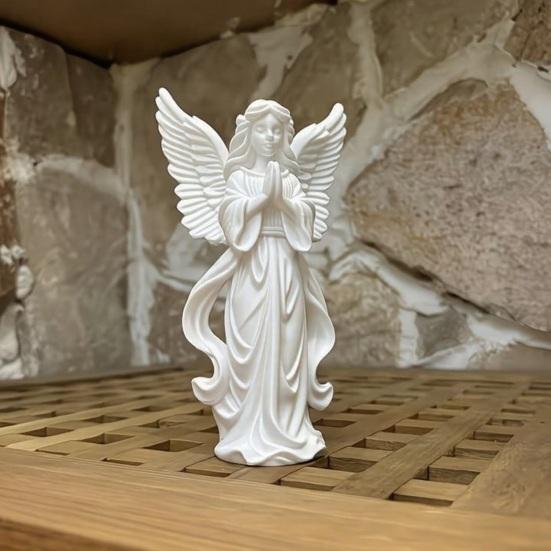 Praying Angel Figurine 3D Printed Angel Wings Statue