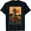 Anime Samurai Meeresungeheuer Loch Ness Retro Ukiyo-e Japanisches T-Shirt