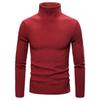 Men's Solid Color High Neck Slim Fit Striped Knit Sweater