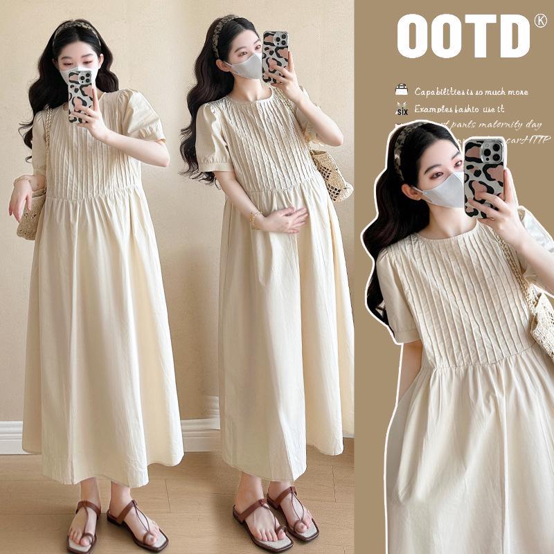 2026 Summer Korean Style Maternity Dress: Chic, Loose, Simple Design in High-Grade Plus Size M
