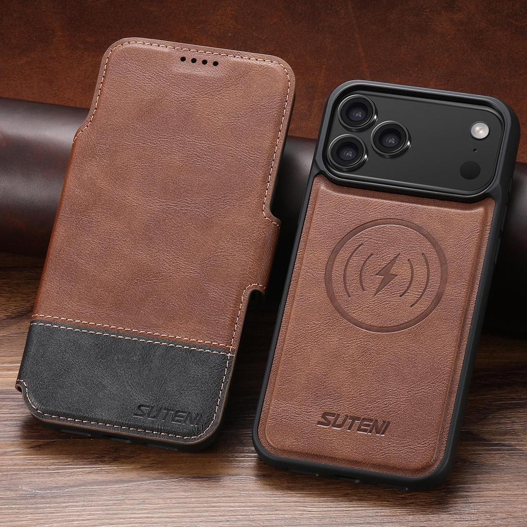 iPhone 17 Pro Max Flip Case: Card Slot, Magnetic Snap, Wireless Charging Stand, Leather 2-in-1 Design