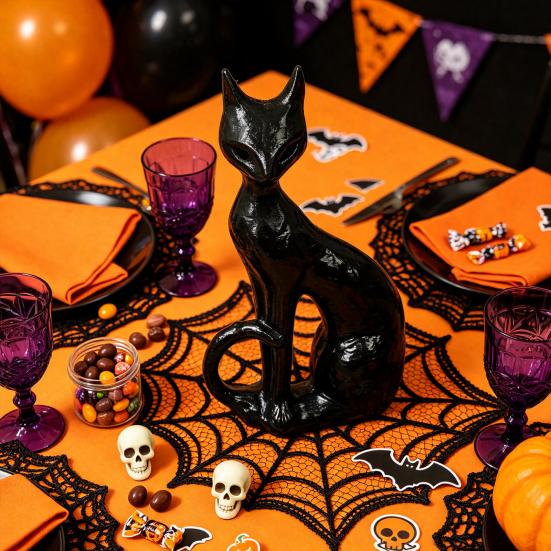 Timeless Gothic Aesthetic Pieces Witch Cat Statue for Home Decor, Resin Decorative Figurine Wiccans Figurine, Mystical Tabletop Ornament Office Living