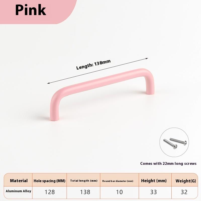 

Барвисті Прості Меблеві Ручки Шафи Ручки для Дитячої Кімнати Ручки-Кулі для Шухляд Сучасна Фурнітура з Алюмінієвого Сплаву Pink 138MM