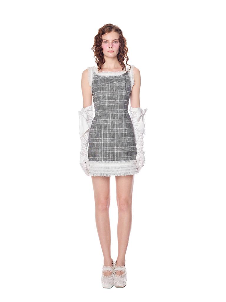 Greedius Check Lace Sleeveless Onepiece