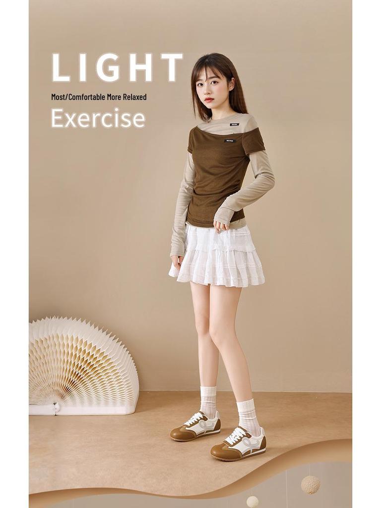 Augus Lionden Women's 2025 Retro British Style Flat-Bottom Ballet Training Shoes