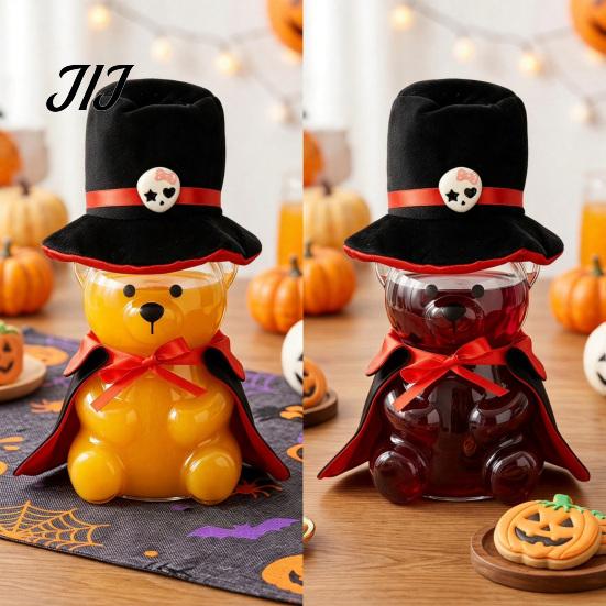 Decorative Glassware for Home Decor 20oz Bear Straw Cup, Cute Bears Glass Cup with Straw, Reusable Novelty Gift Christmas And Halloween Tumbler