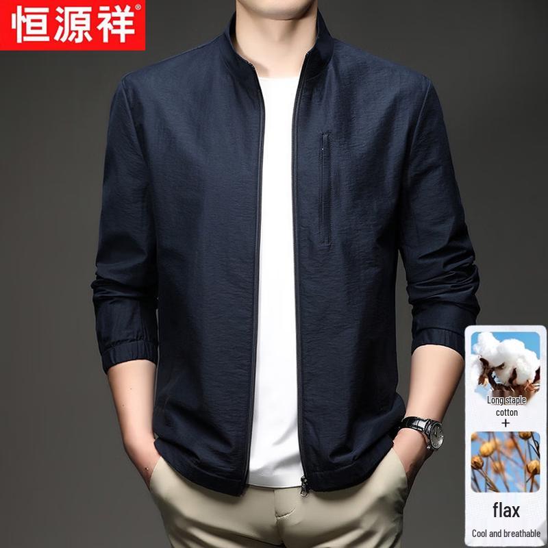 Men s Lightweight Linen Blend Stand-Collar Jacket 52