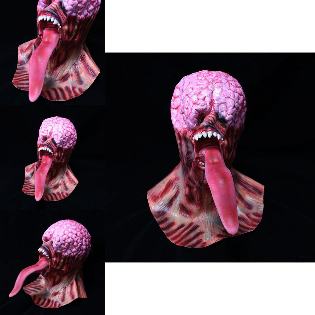 Latex Zombie Mask With Long Tongue For Halloween Cosplay Party Costume Accessory