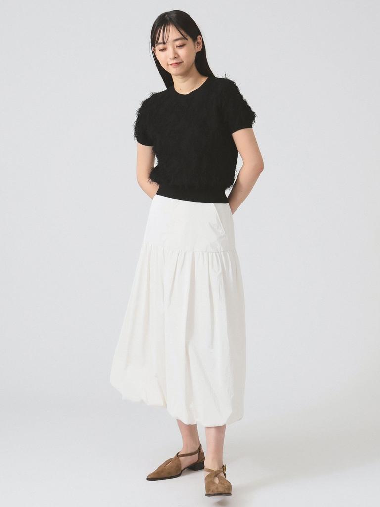 Ray Beams S/S Knit Vest with Fringe, Half Sleeves, Women's, Black, One Size